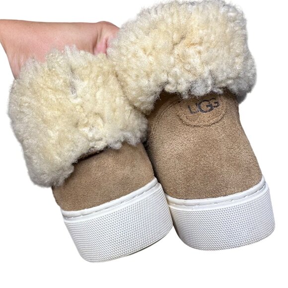 UGG Lynus High-Top Platform Sneaker Size 5 Boots in Cognac Tan Suede 1123692 - Picture 6 of 10
